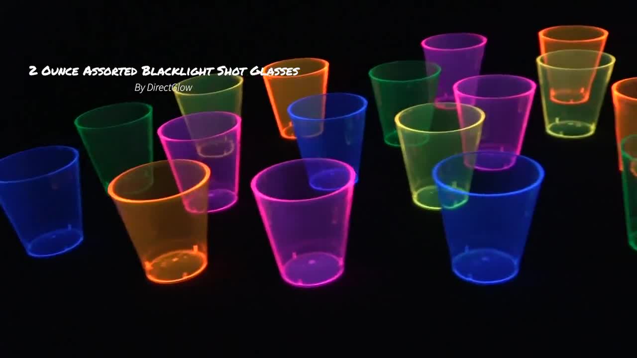 DirectGlow 2oz Neon UV Blacklight Reactive Glow Party Shot Glasses 50-Count, Orange 