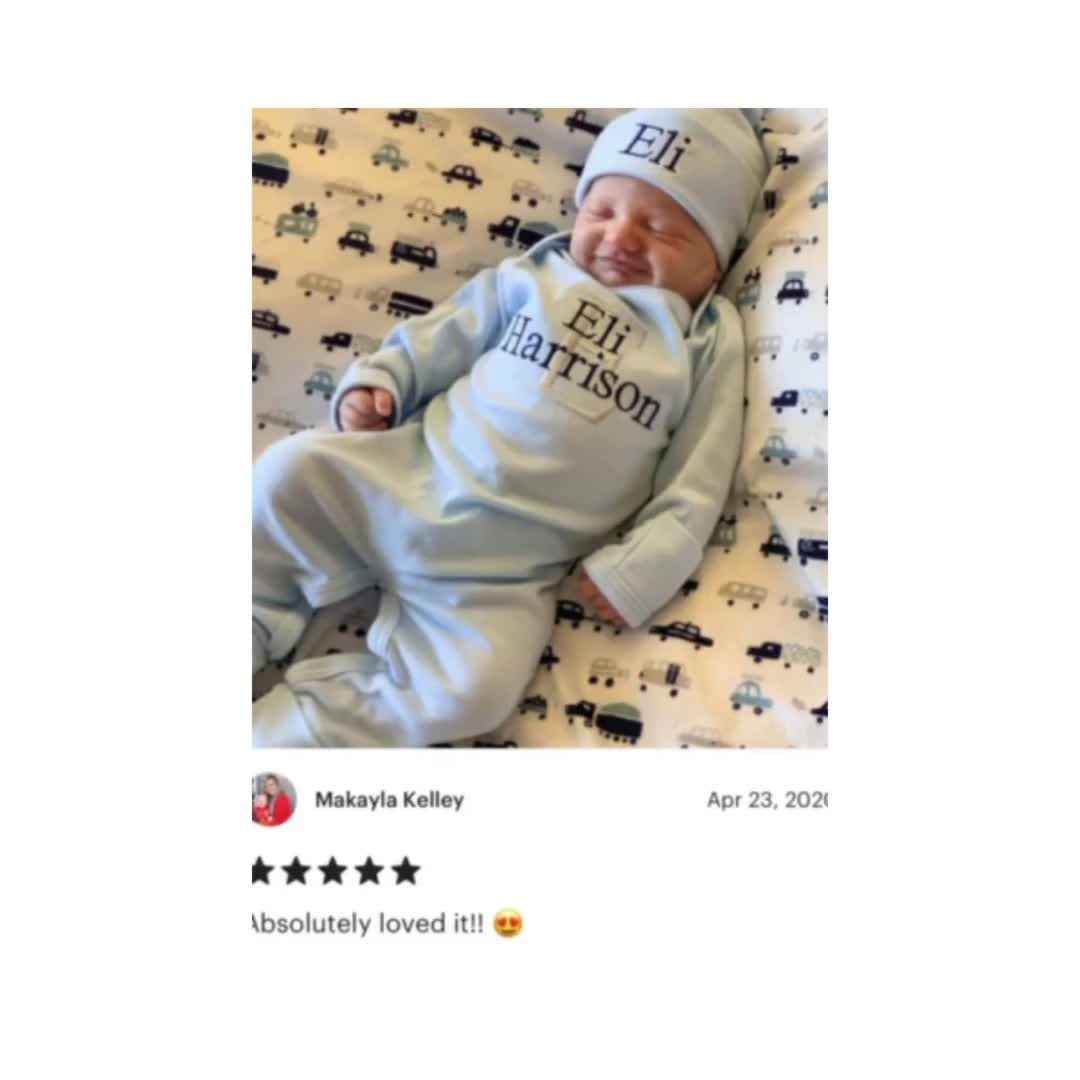Kleding Jongenskleding Babykleding voor jongens Kledingsets BABY BOY PERSONALIZED Baby Gown Receiving Baby Newborn Reveal Gown Hospital Photo Coming Home Boy Personalized Custom Baby Shower Gift Boy 