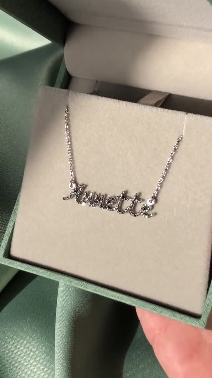 black diamond name necklace