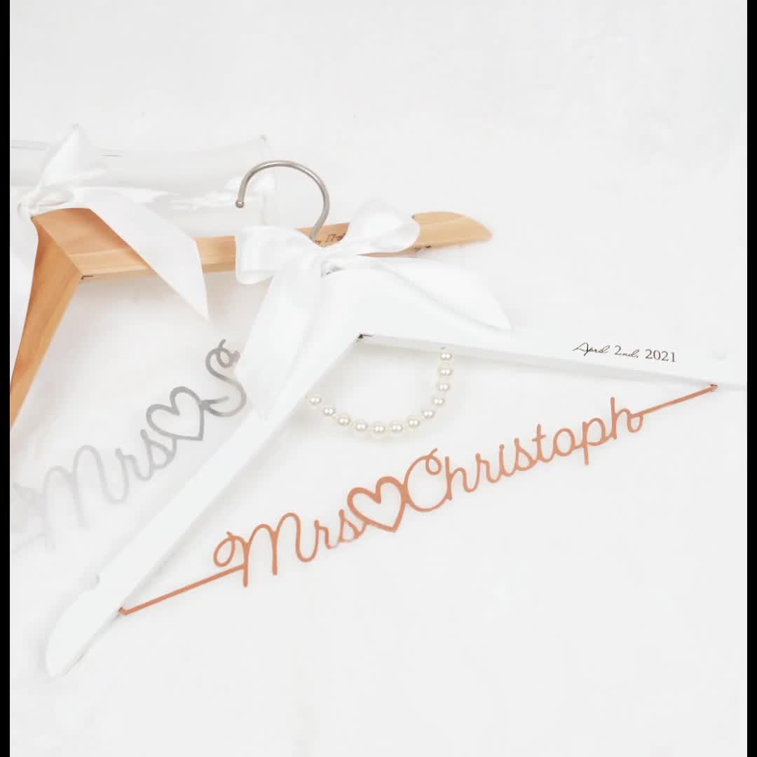 Personalized Wedding Hanger Custom Brides Bridal Dress Hanger Shower Gift EL001 