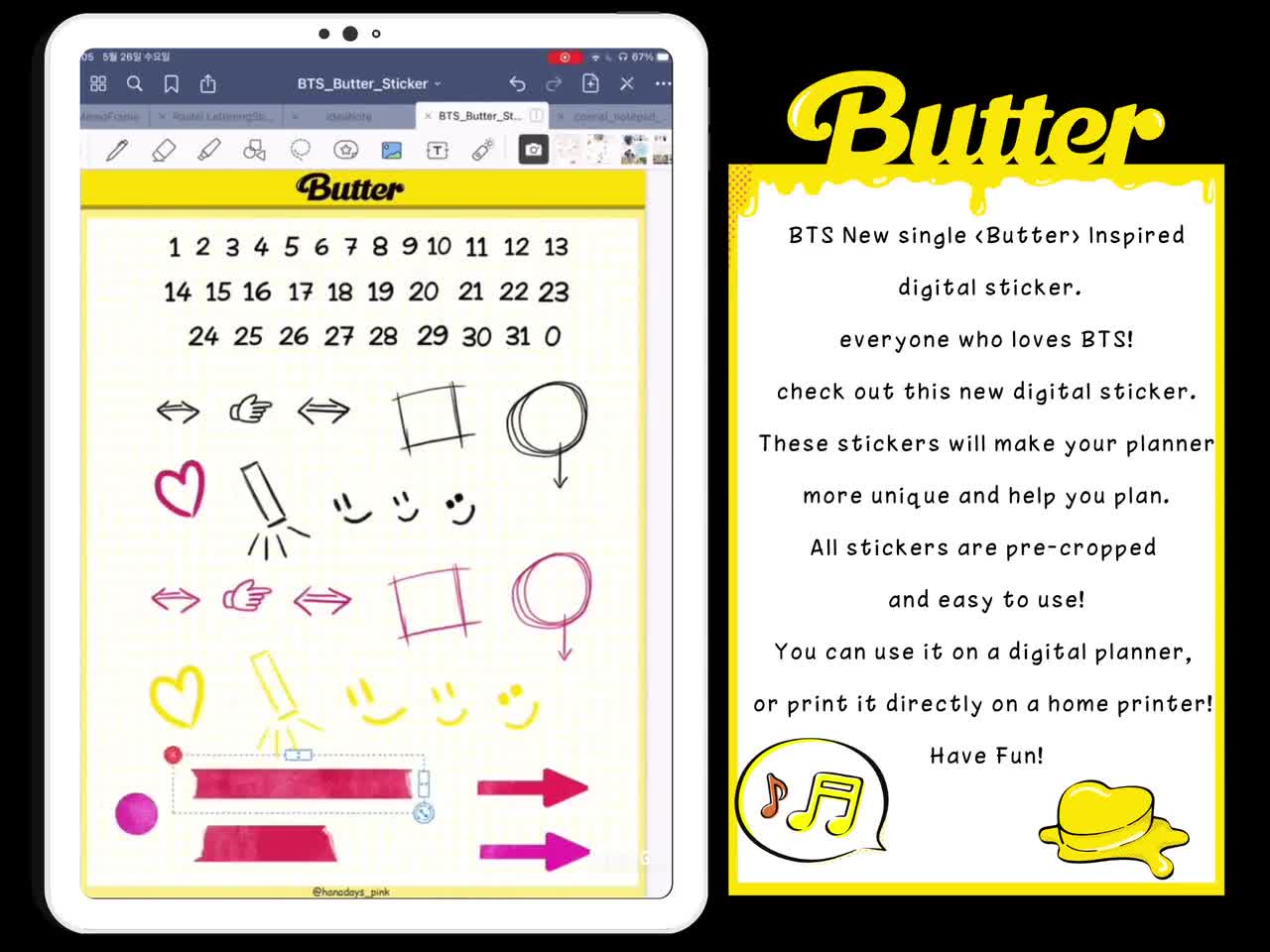 bts butter inspired stickers for goodnotes bts digital etsy