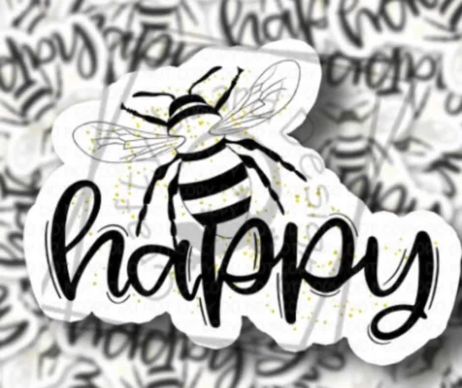 Bee Happy and Other Positive Characteristics Stickers x 48 // Teacher Stickers 