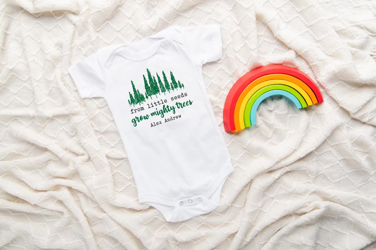Wilderness Baby Shower Gift Kleding Unisex kinderkleding Unisex babykleding Bodysuits Nature Lover Adventure Outdoors From Little Seeds Grow Mighty Trees Onesie® Tiny Seeds Bodysuit 