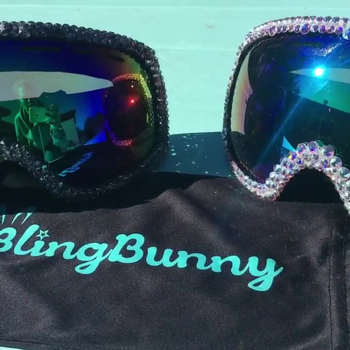 Accessories Sunglasses & Eyewear Sports Goggles Iridescent Ruby Bling Bunny Ski Goggles 