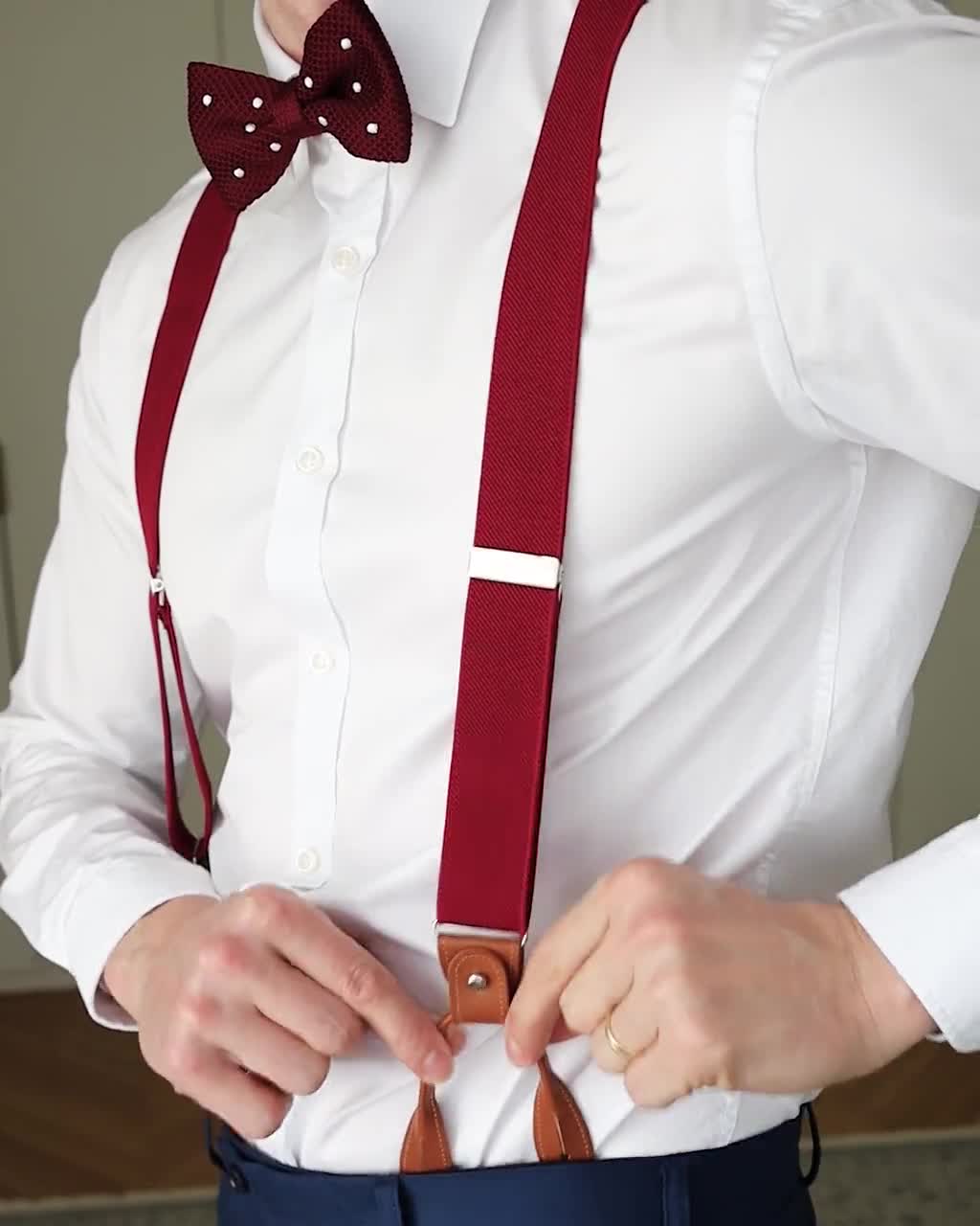 Men's Burgundy Y3.5cm Braces Suspenders 