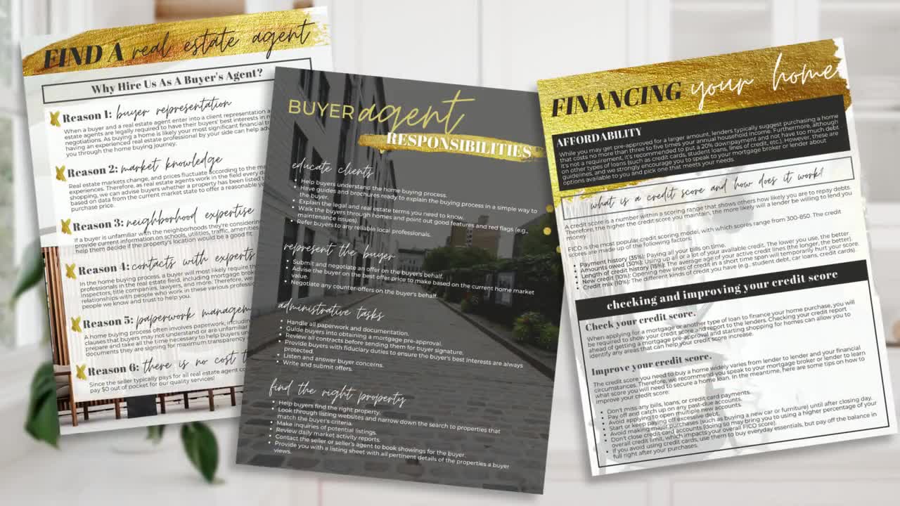 Real Estate Buyer's Packet GOLD Real Estate Home Buyer - Etsy