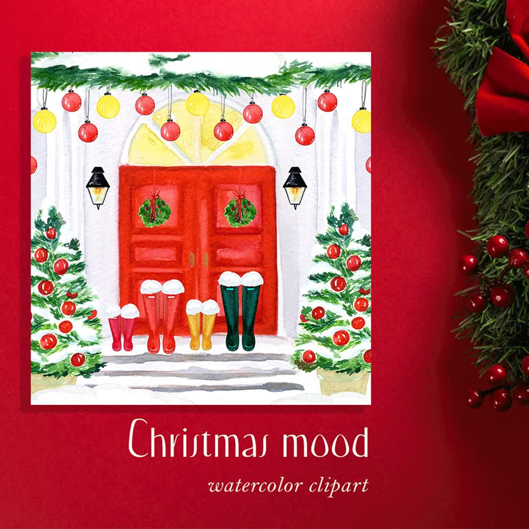 xmas door decorations clipart