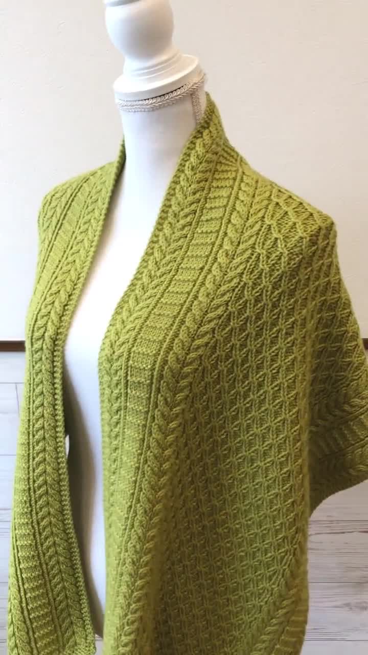 Accessories Scarves & Wraps Shawls & Wraps Yellow green Aran stole,Yellow green knitted stole Shrink-proof wool stole 