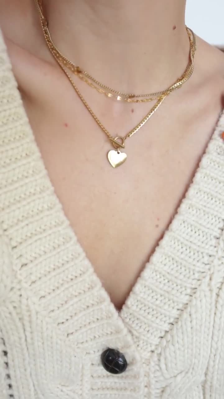 Herzkette Herz-Anhänger Damen-Kette Halskette Rolokette Geschenke für Frauen 