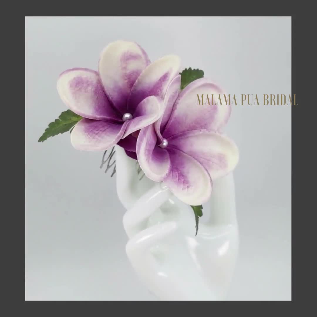 5" Pale Chocolate Brown & Gray Orchid Silk Flower Hair Clip Luau Wedding Cruise 