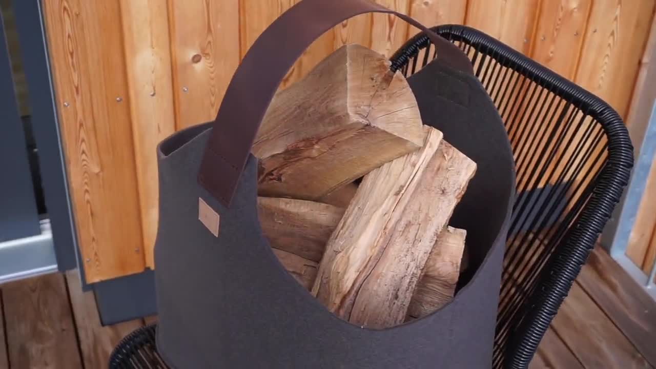 Vilten houten voor brandhout brandhoutmand van - Etsy België