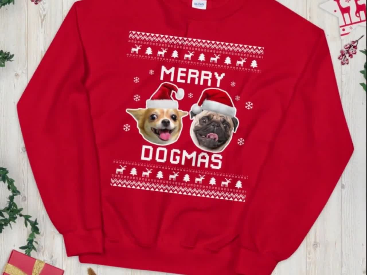 christmas sweater with my dogs face