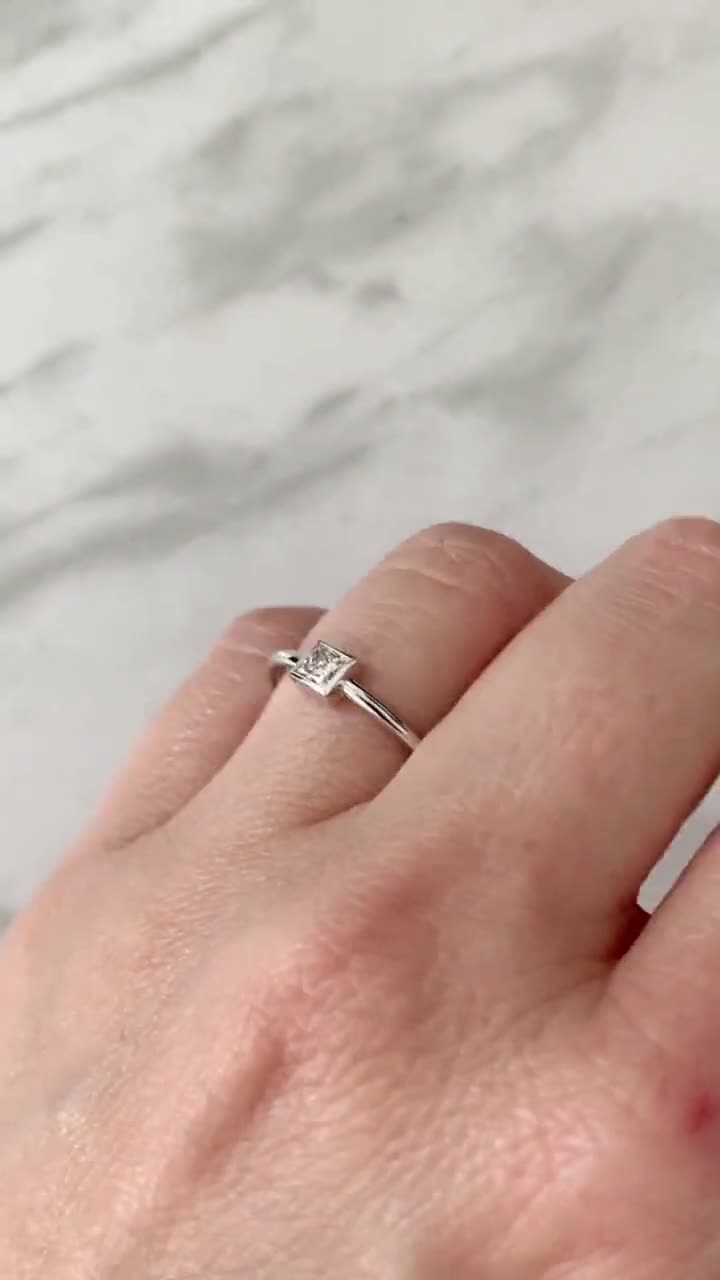 Anna Princess Cut Diamond Solitaire Engagement Ring - Alan Bick