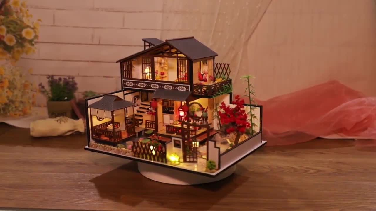 DIY Chinese Style High Flower Stand  Dollhouse Garden Miniature Ornament 