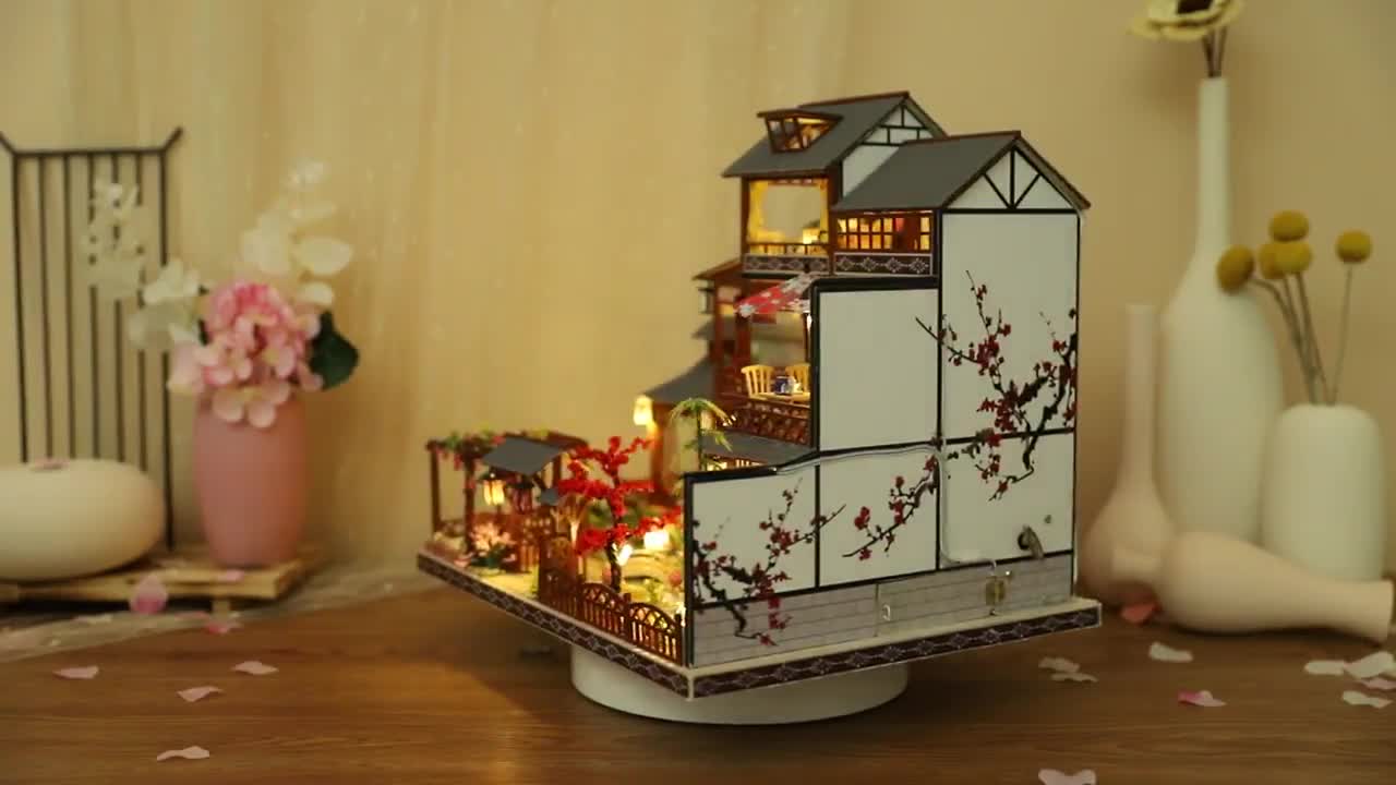 Hölzerne Miniaturen im Maßstab 1:24 Puppenhaus im japanischen Stil DIY Kit 