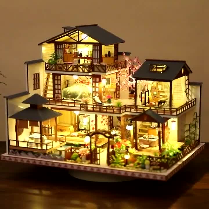 1:12 Puppenhaus Miniatur Holzhaus Modell Schöne Villa Puppenhaus Deko *XUI SM1 