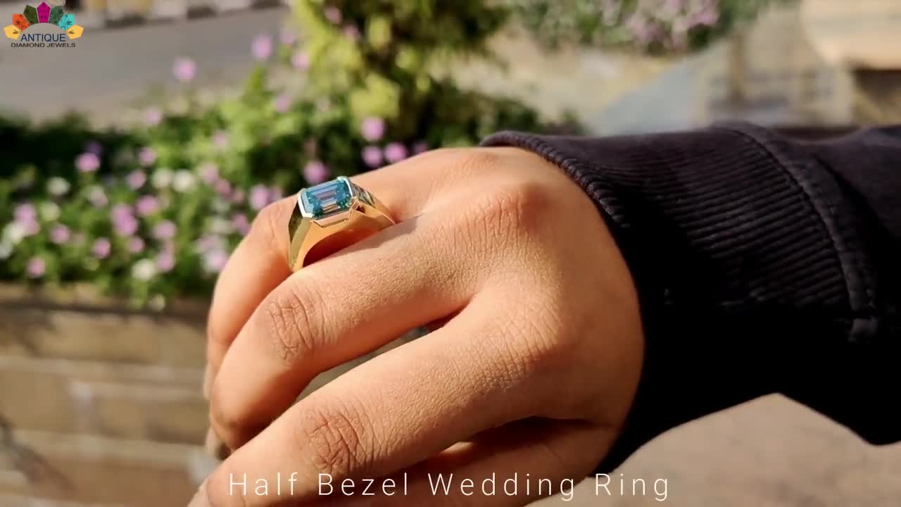 ANTIQUE HALF MOON 4.11 CT SIZE 10 CZ Anniversary Bridal Wedding 3 PC Ring Set 