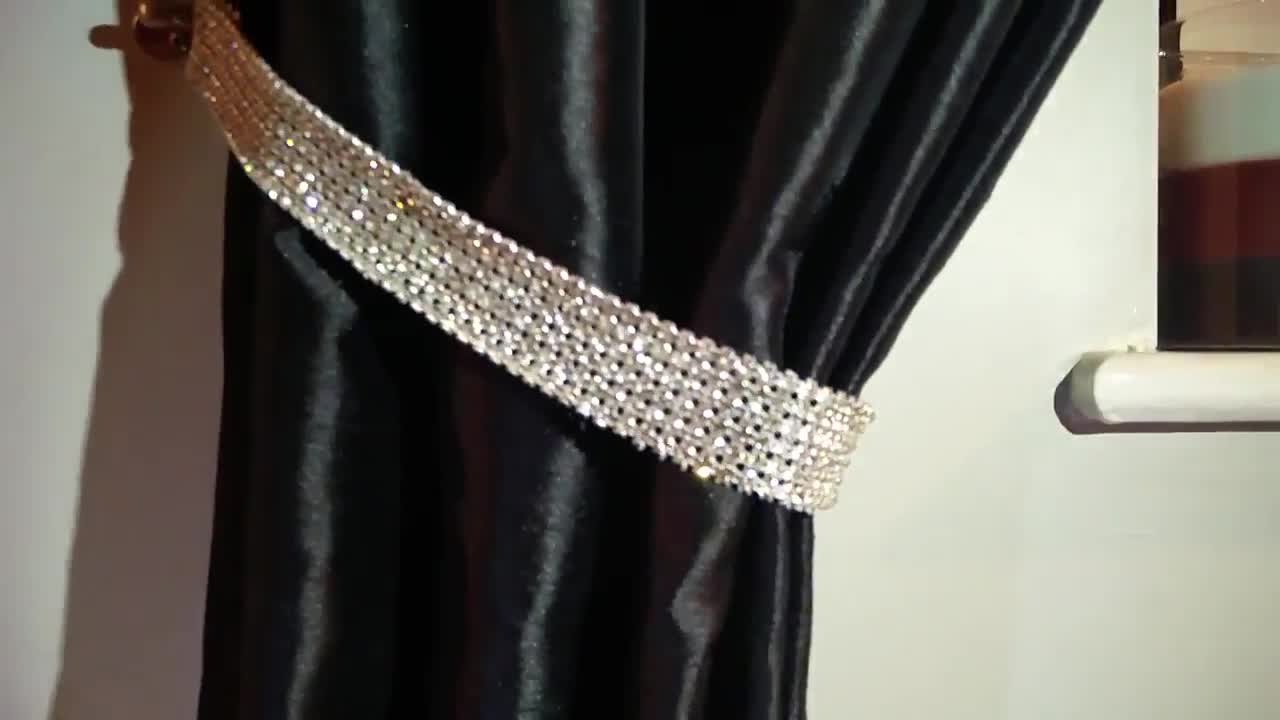 2x Of Diamante Crystal Tie Backs-Tiebacks Holdbacks Curtains & Voiles Decoration 
