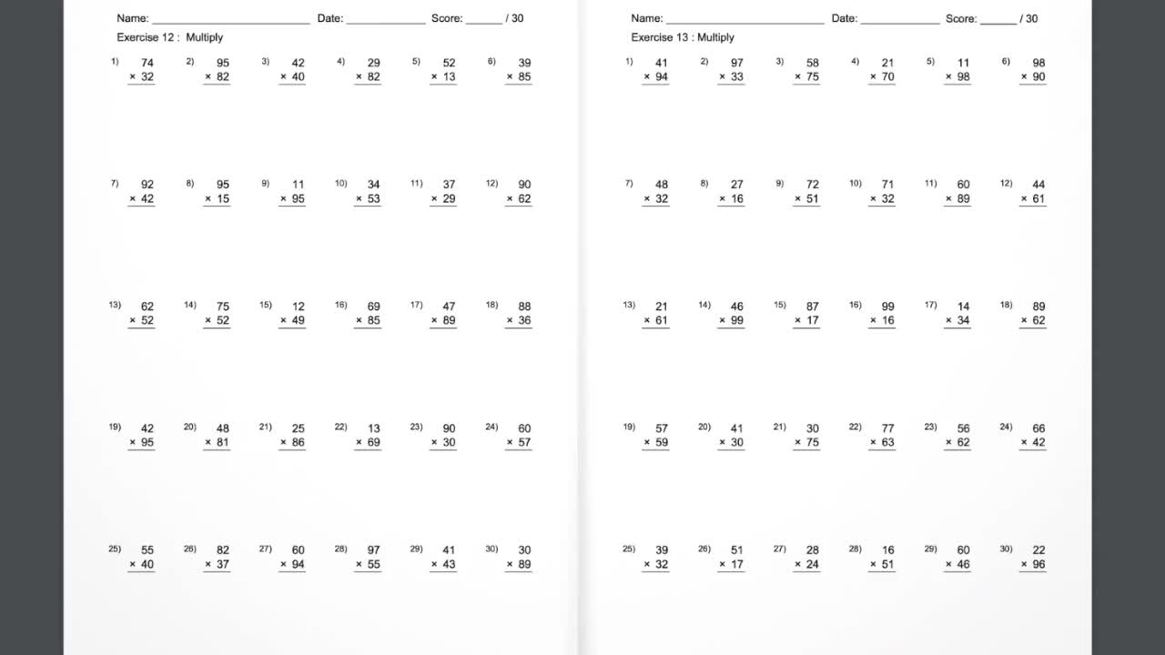 multiplication worksheet 25 double digit multiplication etsy