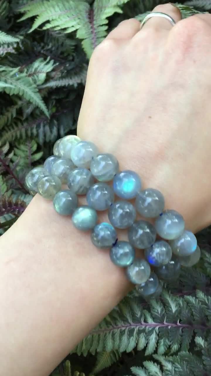 LABRADORITE Crystal Bracelet Round Beads Beaded Handmade Jewelry E0610