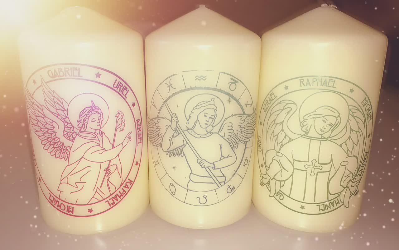 Archangel Michael Courage Strength Protection Ritual Pillar Candle 75 Hours Non Drip Reiki Charged Spiritual Gift