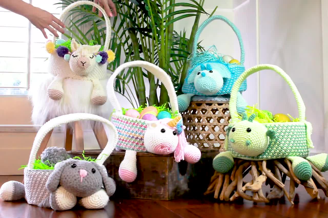 Dinosaur + Pink Easter Basket for Kids Easter Bunny Bag Easter Decorations 2 Pack 