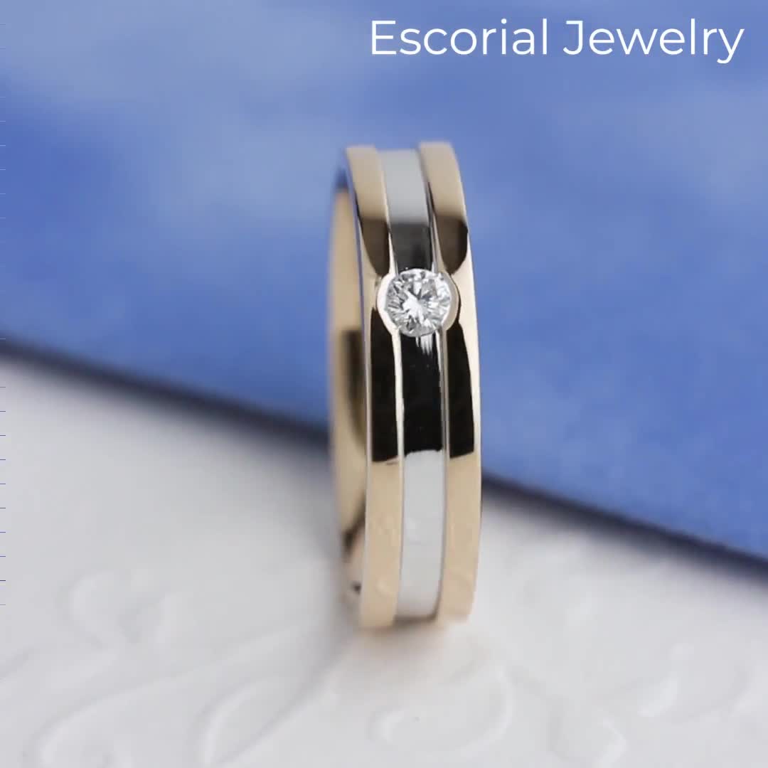 two tone diamond band ring