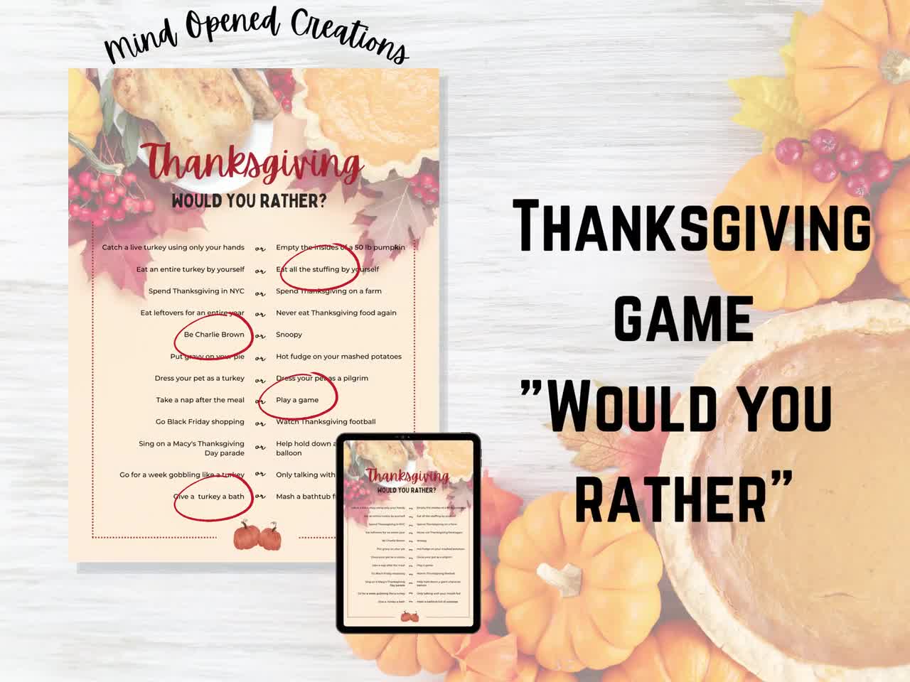 Floral Pumpkin Thanksgiving Games and Activities Printable