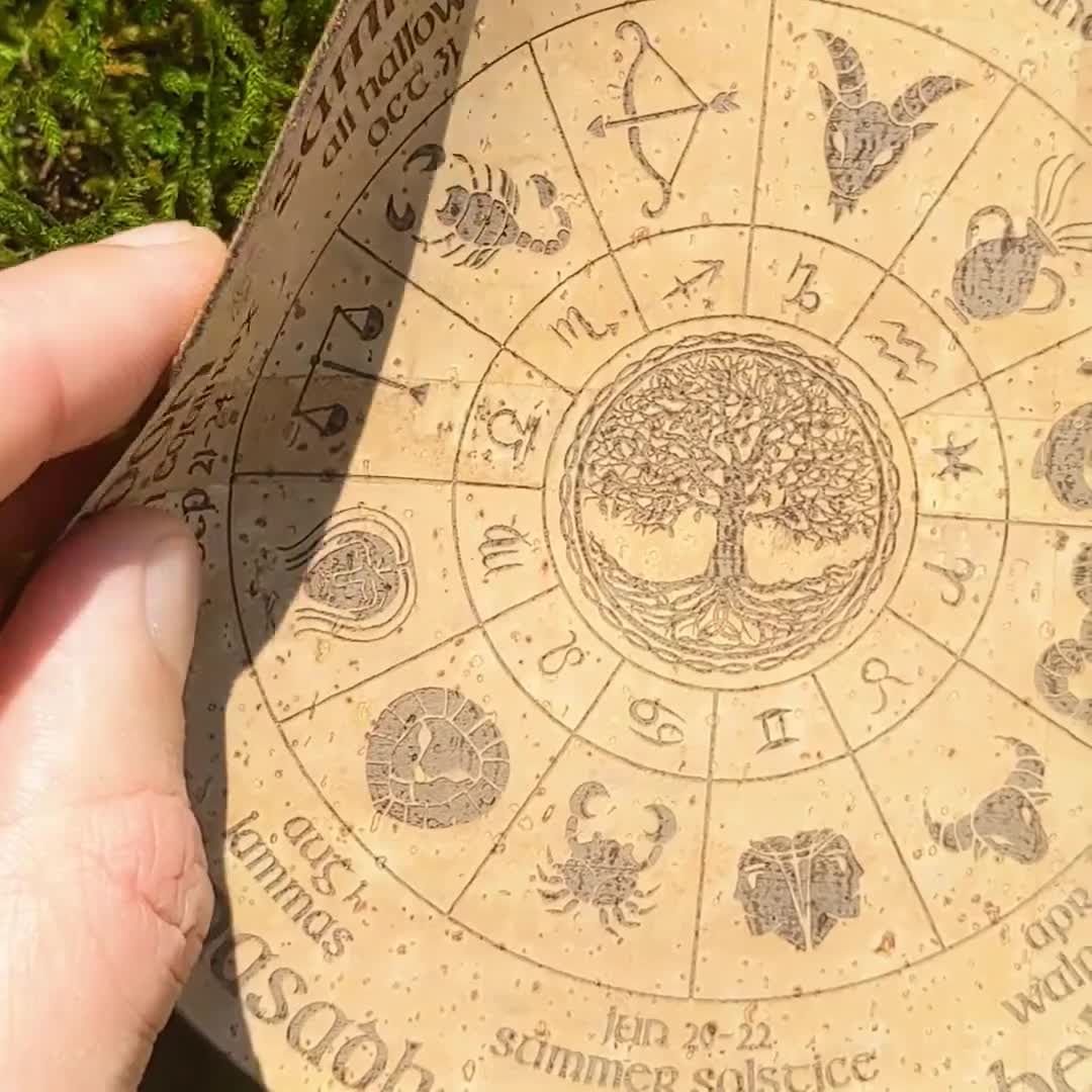 Motif Wicca roue du soleil Bracelet en cuir