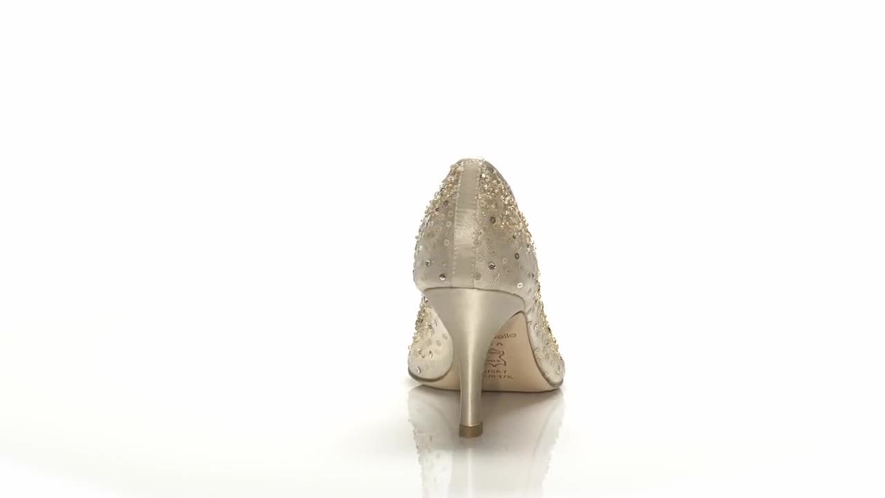 Nude Sequin Low Heel Wedding Shoes | Bella Belle Evelyn Nude