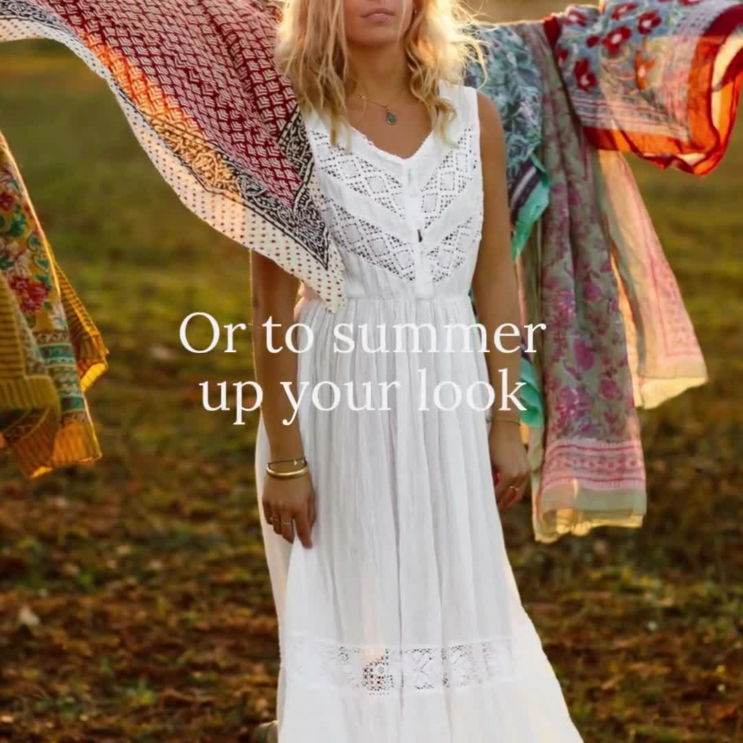 rijstwijn Monet Trend Ibiza Boho White Long Cotton Dress With Full Hand Embroidery - Etsy