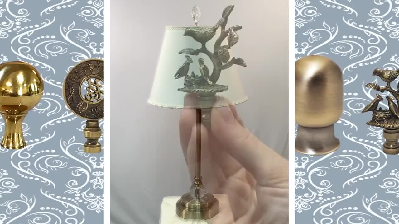 Royal Designs Pointed Urn Lamp Finial for Lamp Shade Antique Brass Set of 2 