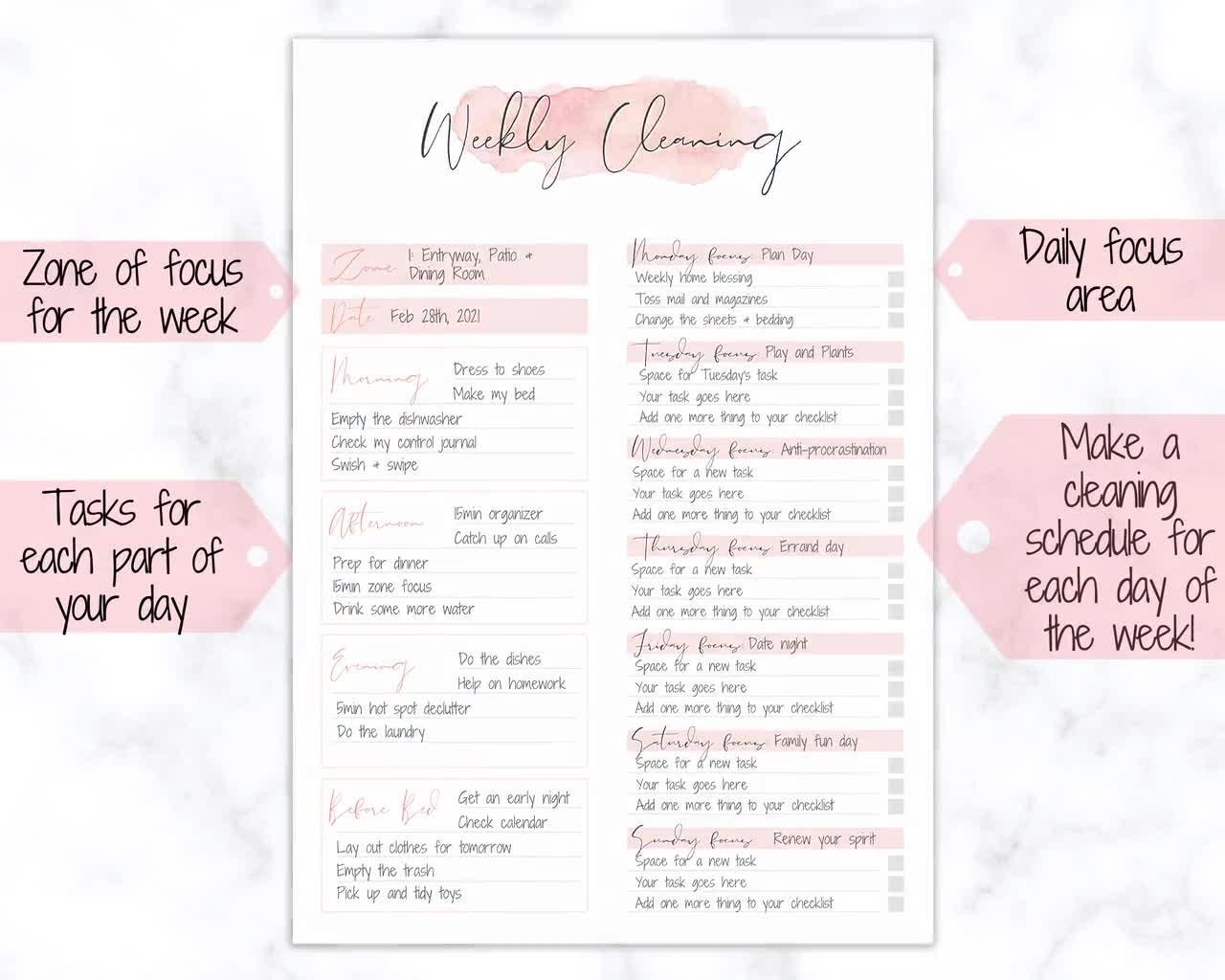 Schedule FLYLADY Daily Routine Cleaning - Etsy España