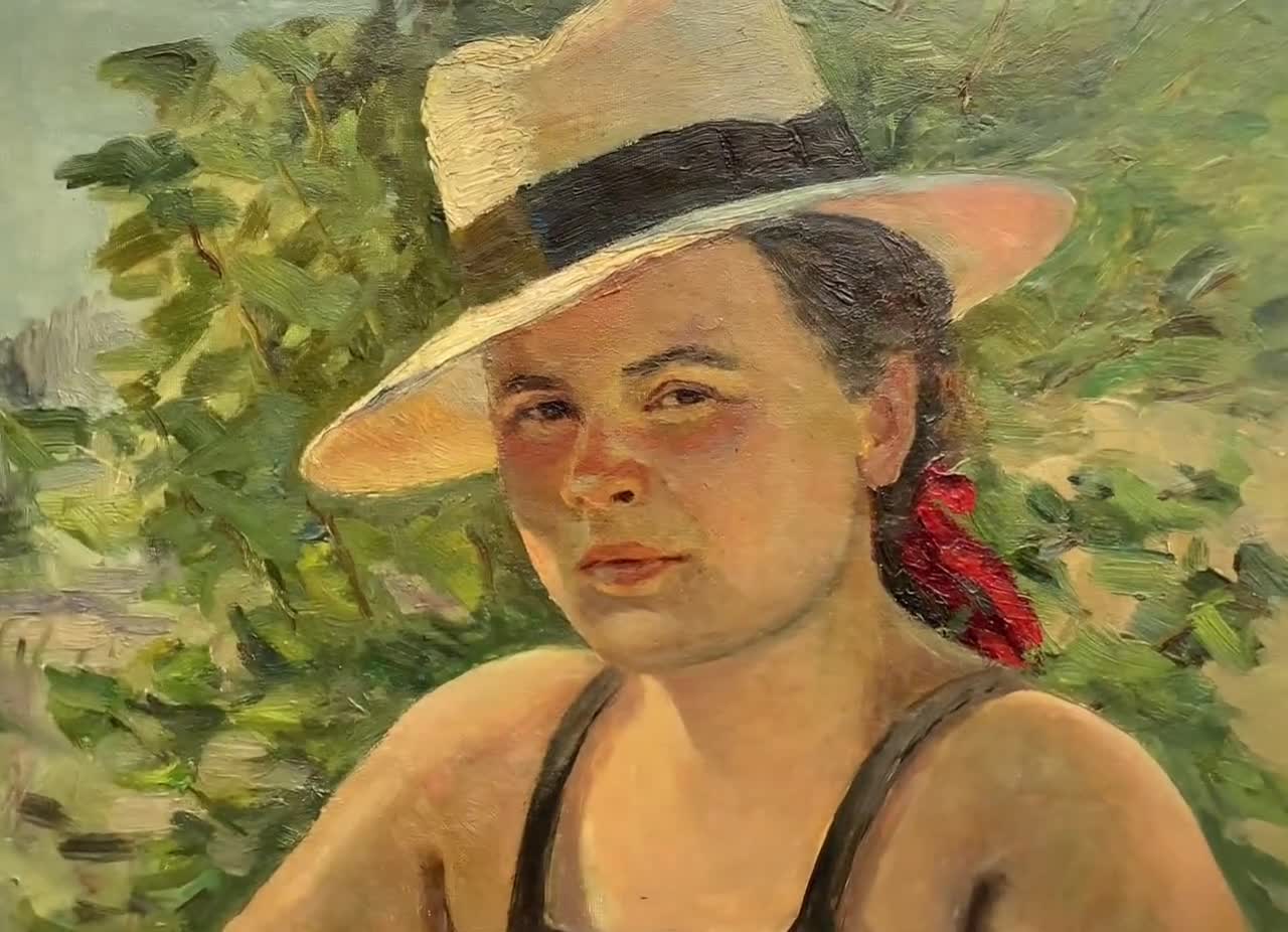Oil GIRL PORTRAIT Antique Oil Painting Original by Soviet Ukrainian ...