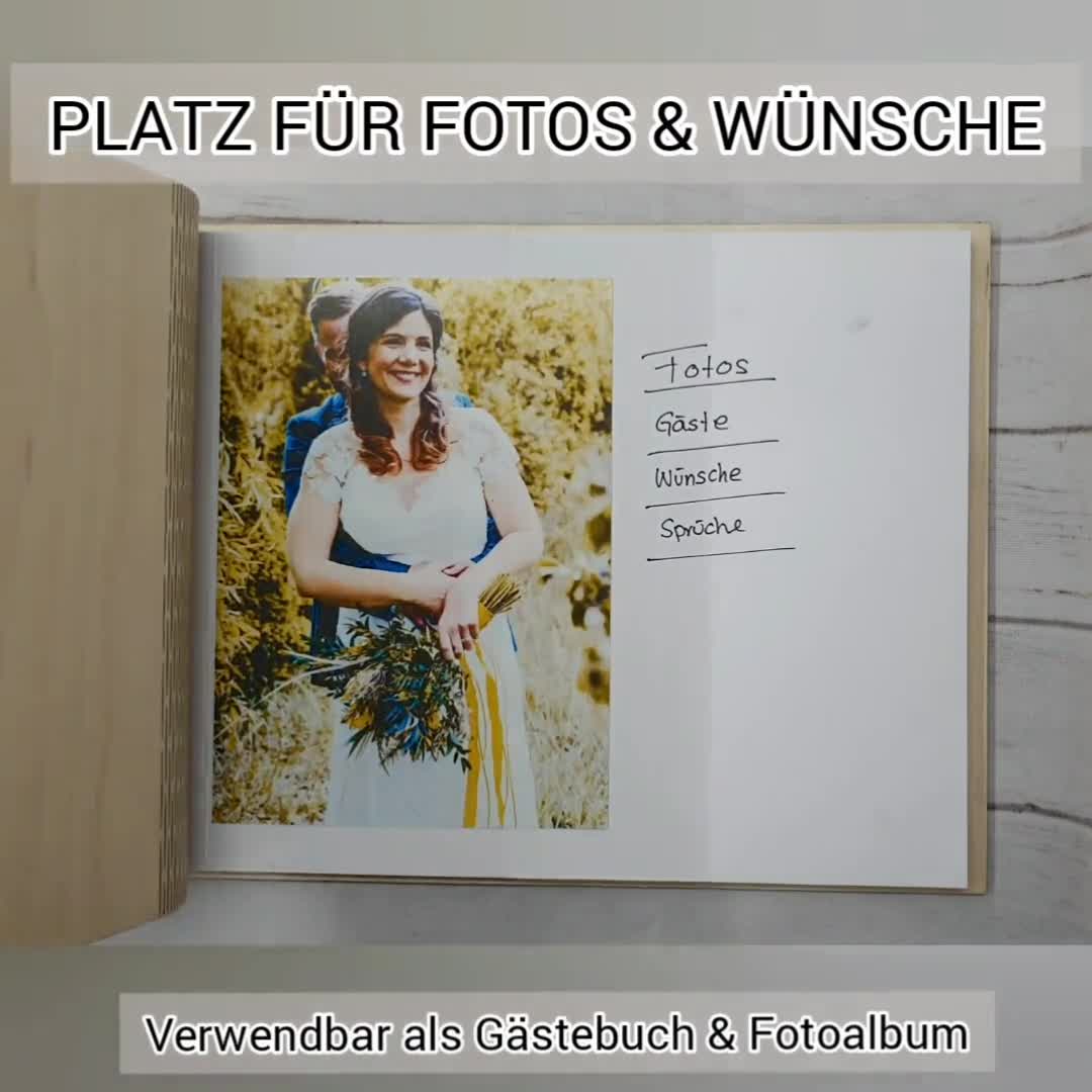 Schlicht Hochzeit Gästebuch Okoume Holzcover Gravur 72 Blätter A4 quer 