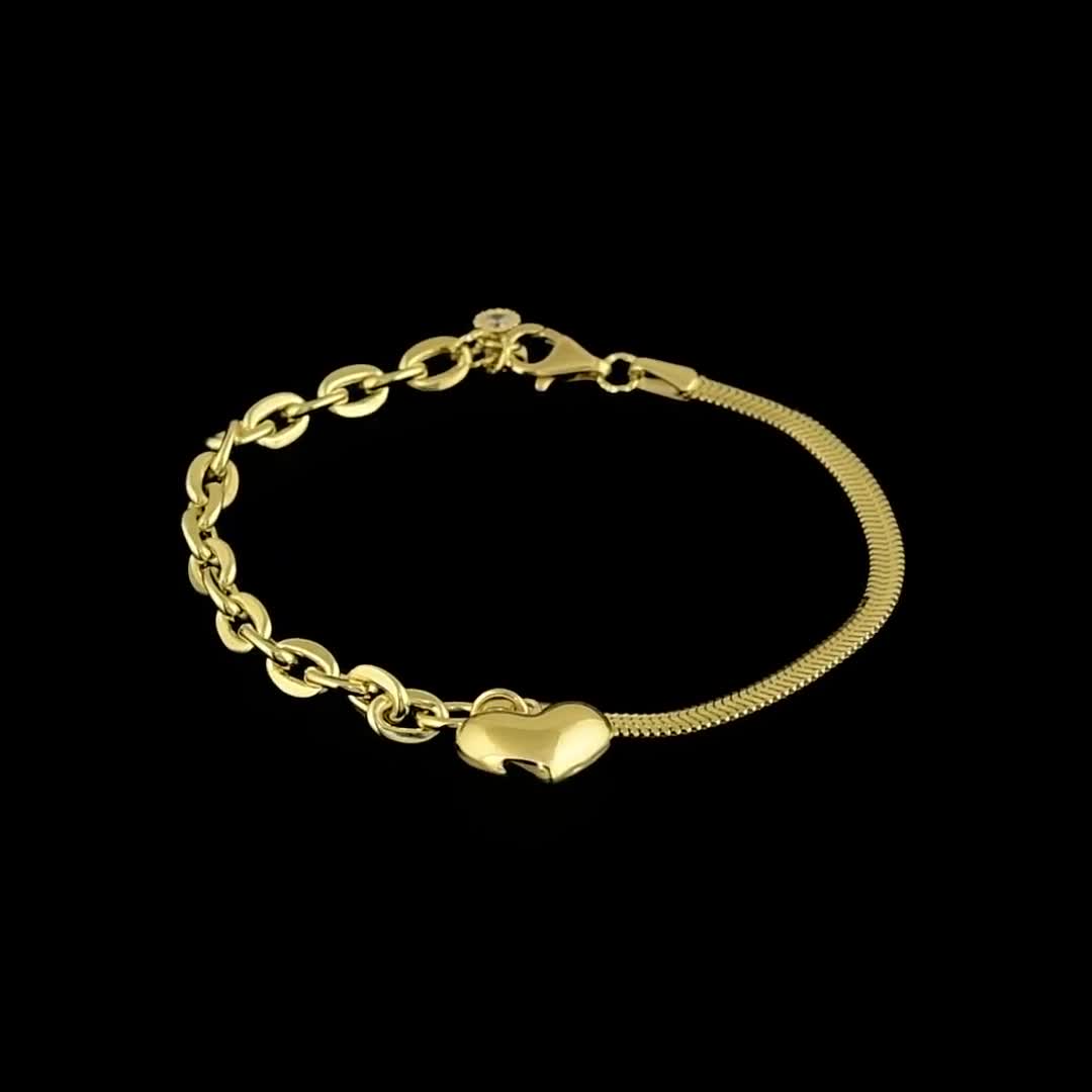 Gold Heart Charm Bracelet Gift For Girlfriend 14K Gold Rope Chain Heart Bracelet Jewellery Bracelets Charm Bracelets Puffy Heart Bracelet For Women 3D Heart Charm Jewelry 