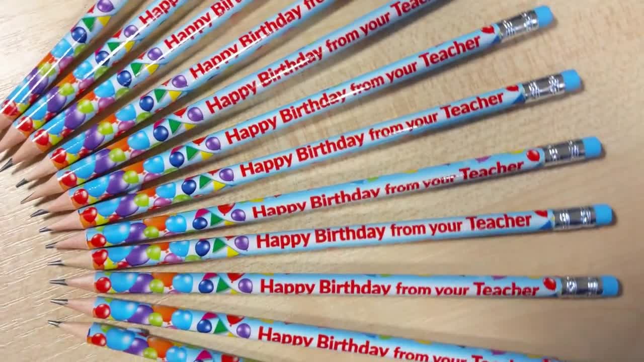 1 pc 2 dz and Student Happy Birthday Cupcake Poster for Classroom Gifts Happy Birthday From Your Teacher Pencils 