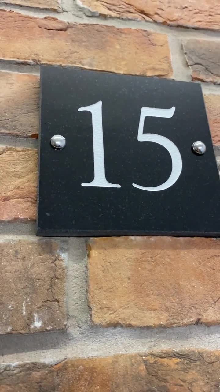 Deep engraved Granite plaque with the number of the house gate door 15 x 20 cm 
