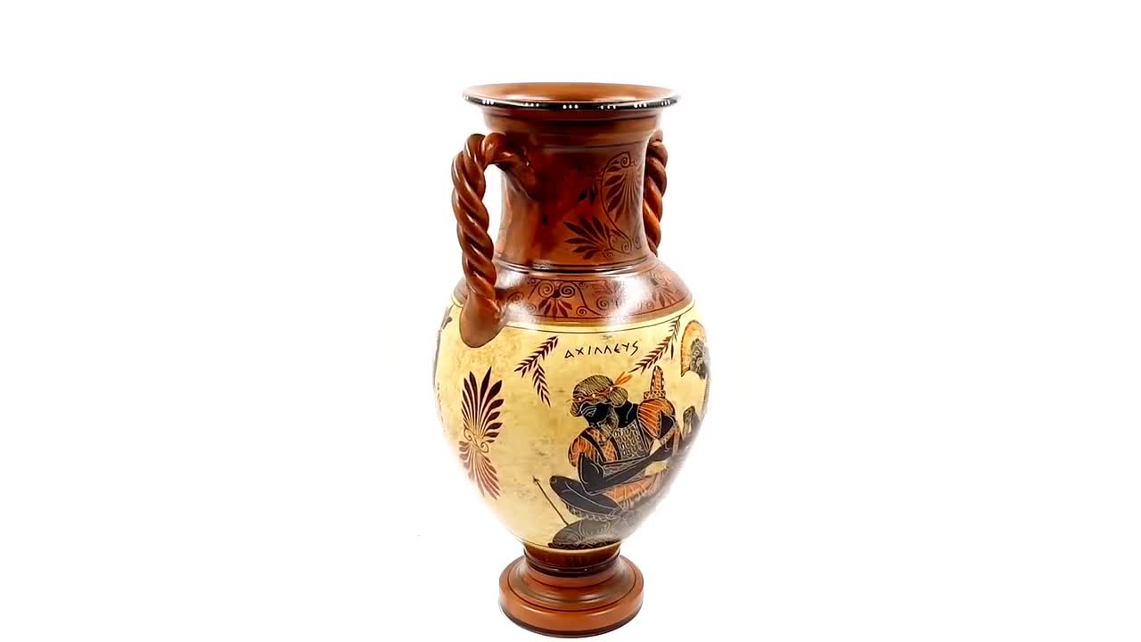 Greek Pottery Vase Amphora 36cm,Showing Achilles and Patroclus 