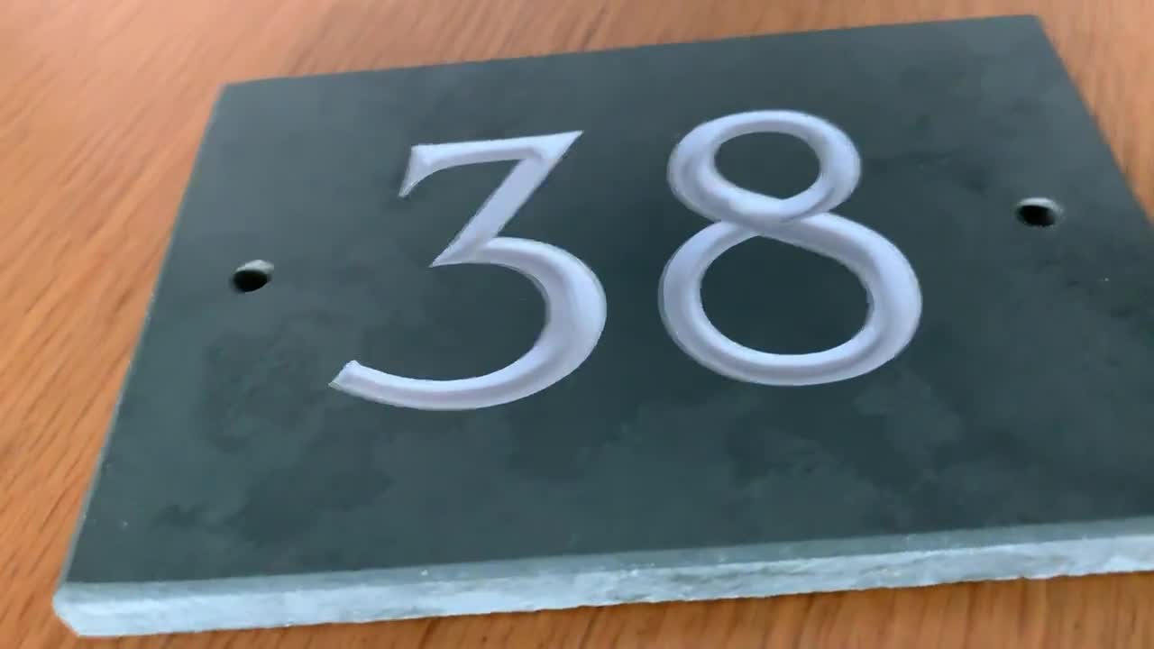 Engraved House Door Gate Number Slate Sign Plaque 26-50 With Butterflies