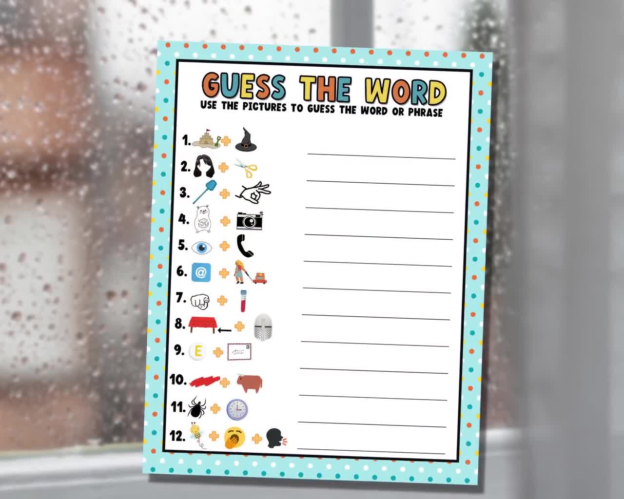Guess the Word Game Rebus Puzzles and Brain Teasers Rainy - Etsy