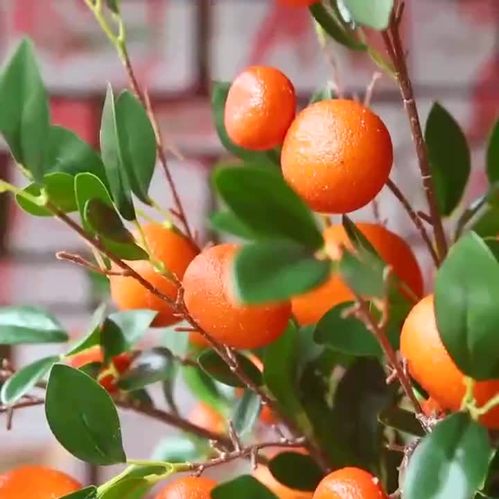 5 Clusters Artificial Lifelike Mini Orange Decor Simulation Orange Decorative Tangerine Kitchen Table Fake Orange Realistic Artificial Fruit Bowl Tray Faux Fruit for Christmas Fall Thanksgiving Decors