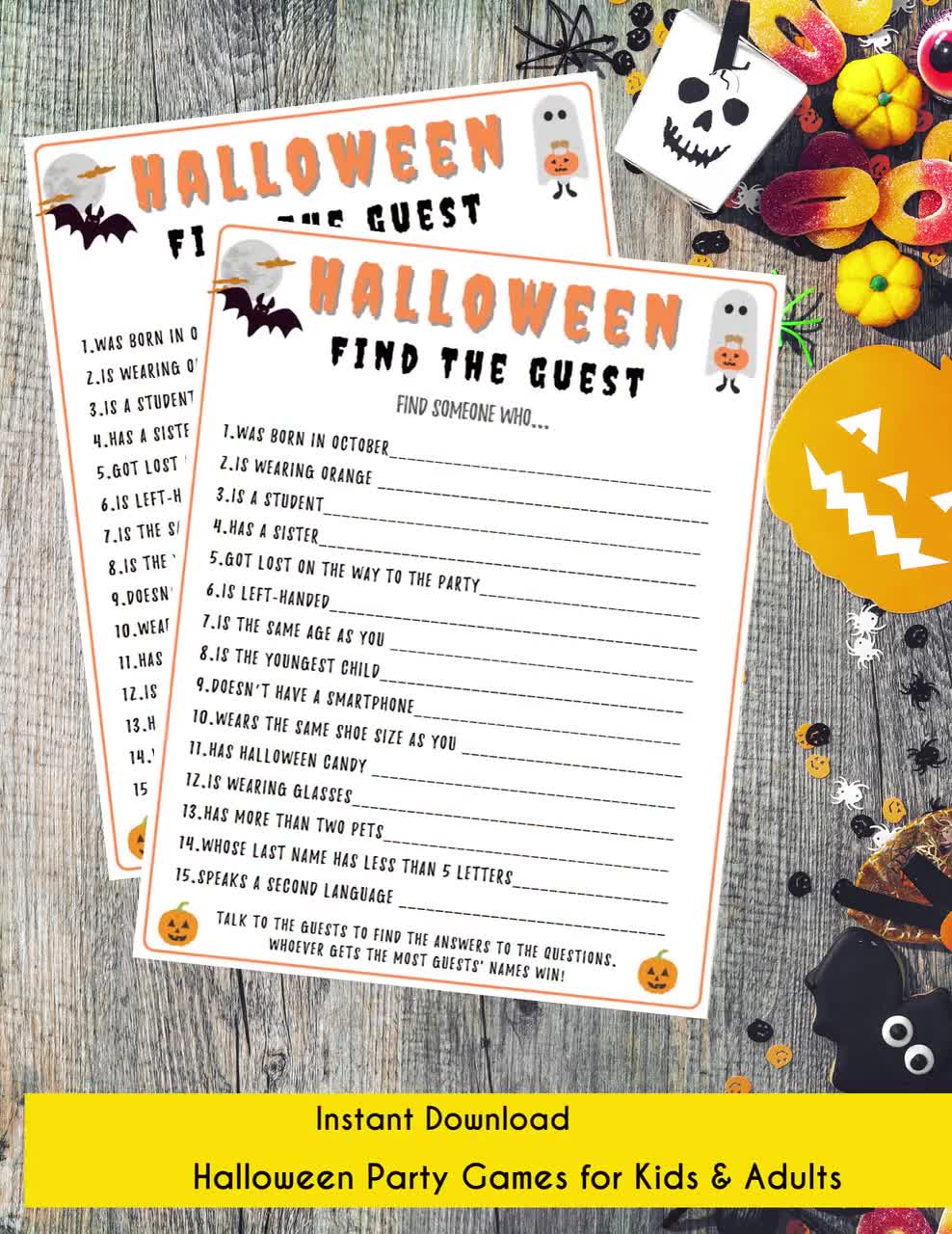 Halloween Find the Guest Game Halloween Games Printable - Etsy