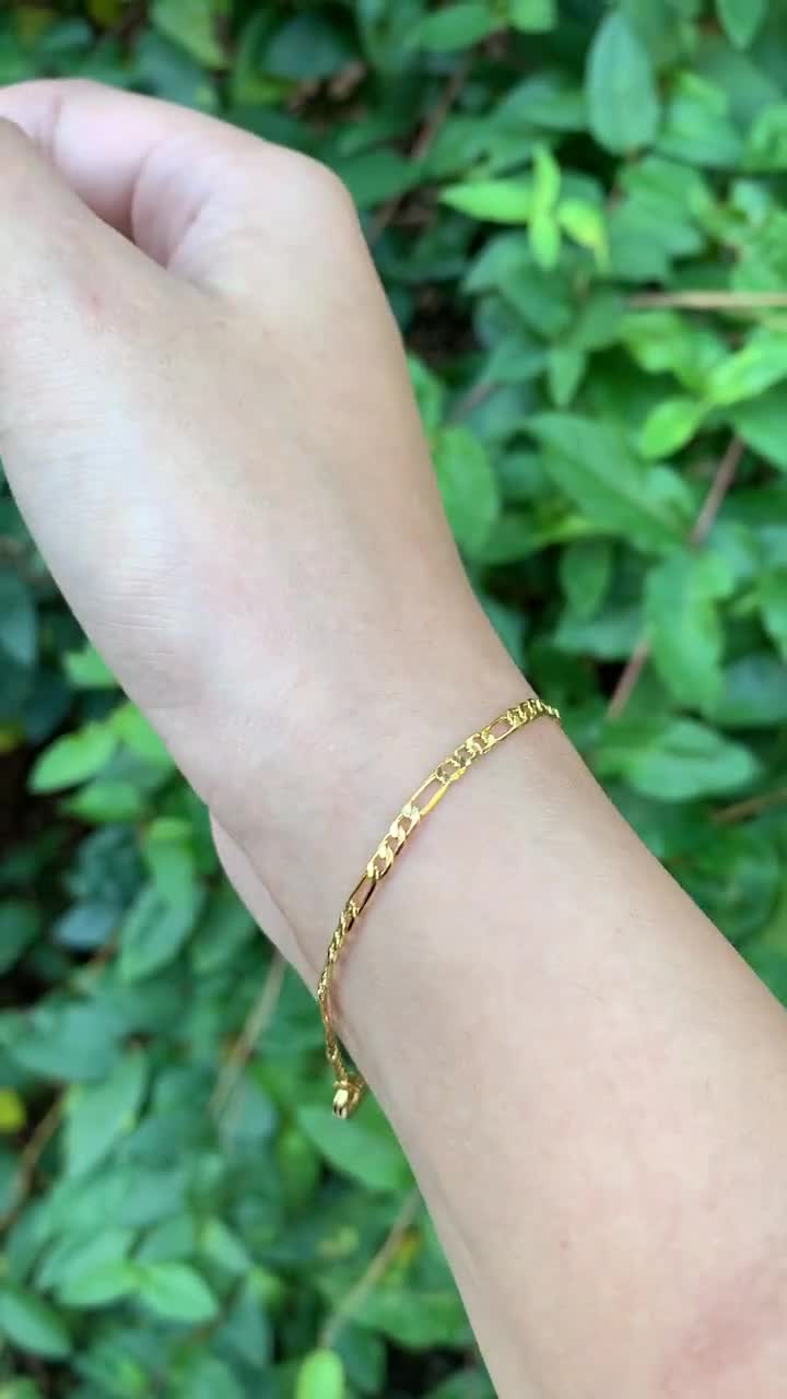 24k gold figaro bracelet