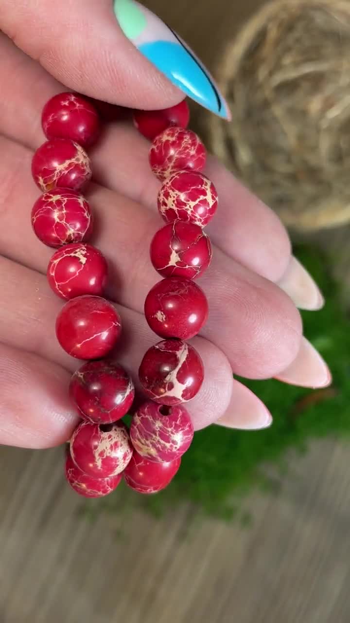 Scarlet Red Sea Sediment Imperial Jasper Aaa Round Loose Beads 4/6/8/10/12MM 