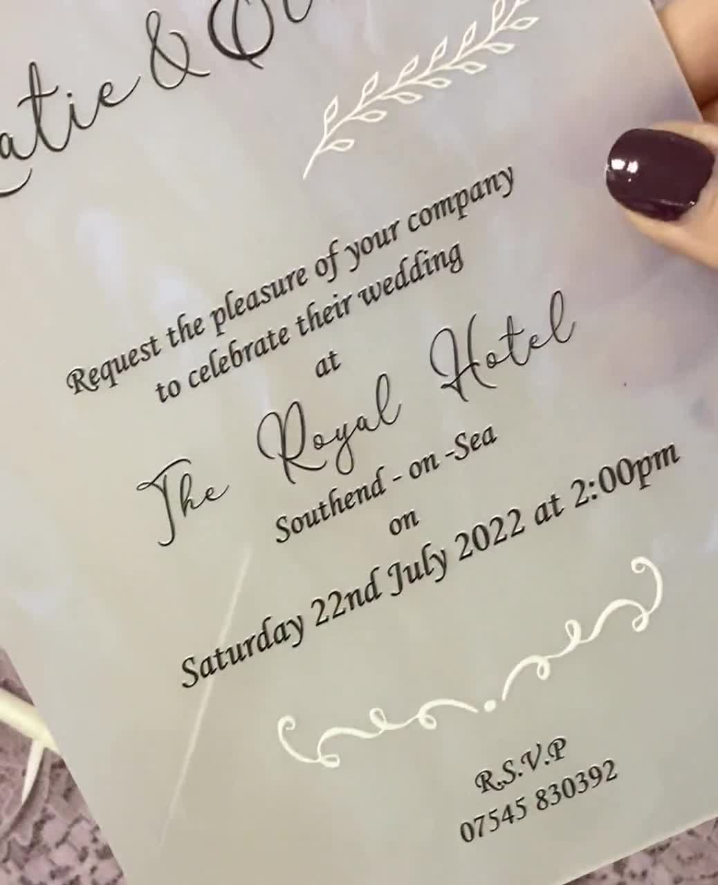 Iridescent Pearl Acrylic Perspex Luxury Wedding Invitation Set - Etsy