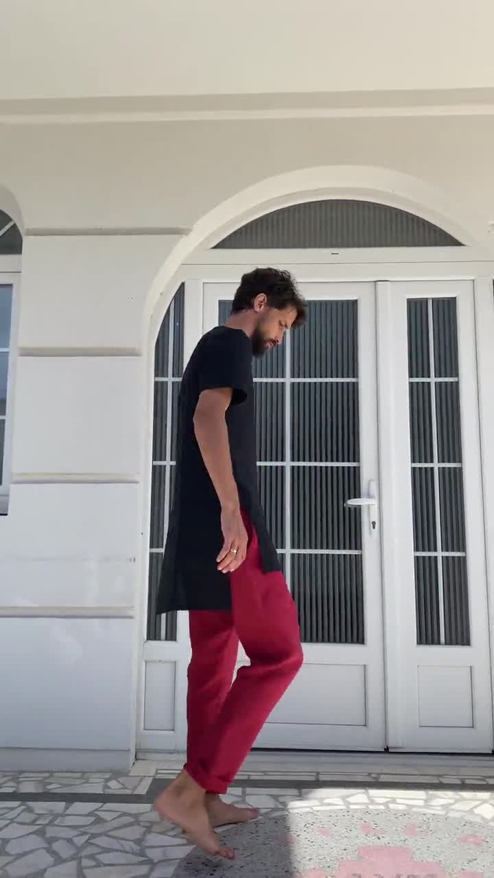 red linen pants mens