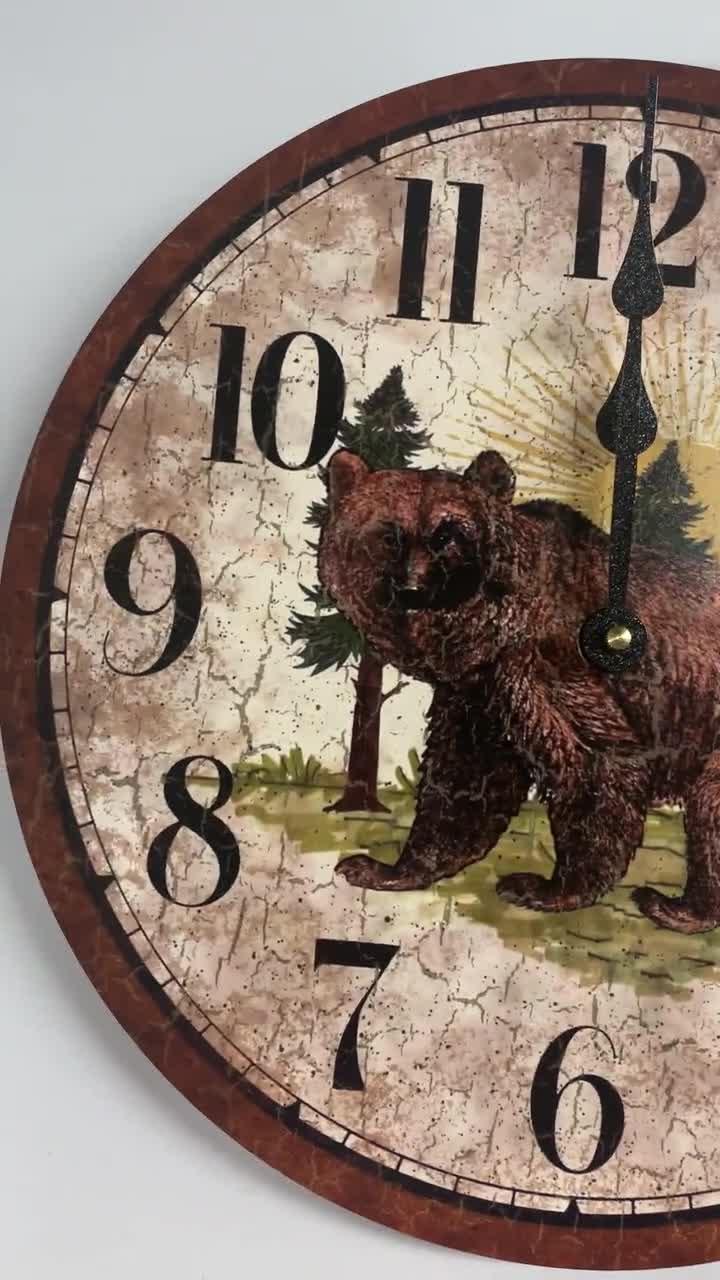 Bear On Tree Branch Clock Desk Table Mantle Rustic Cabin Lodge Whimsical
