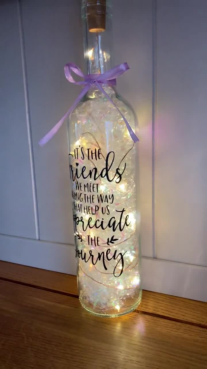 LED 6” Glass Light Up Heart Bottle Lamp Colleagues Friends Quote Leaving GIFT 