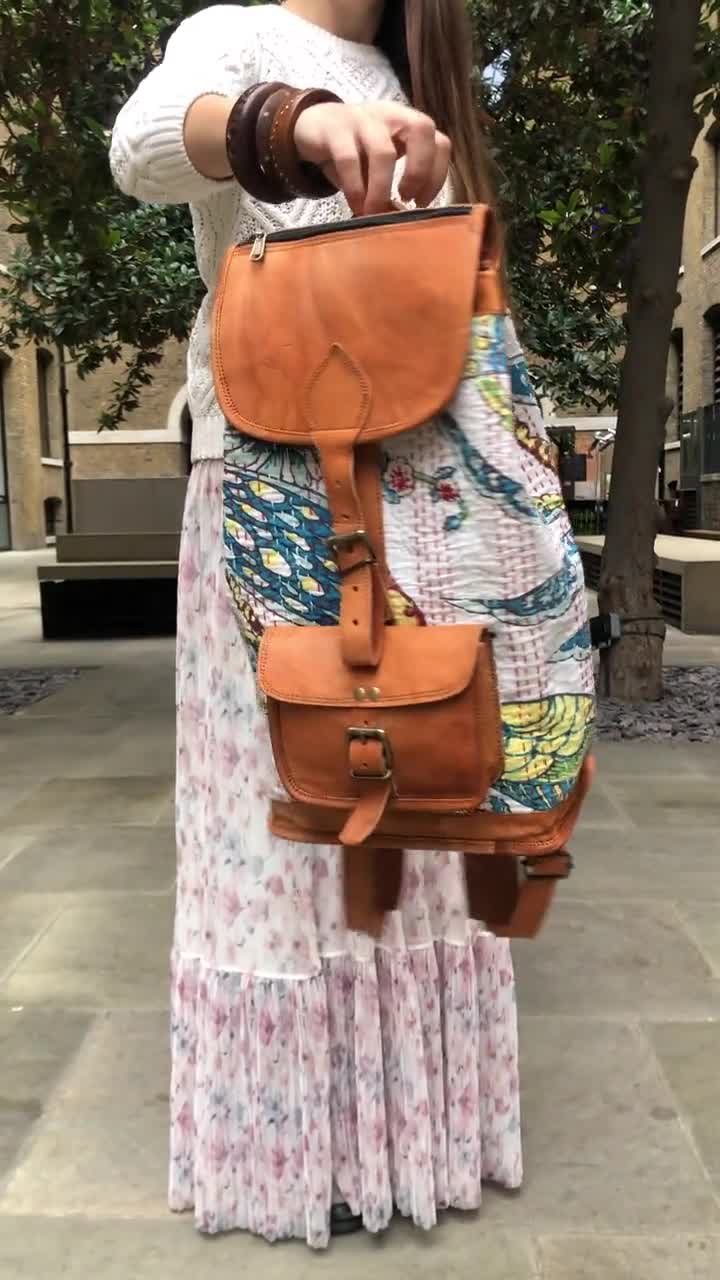 Echt Leder Canvas Vintage Rucksack Schulrucksack Unisex Reisetasche Backpack 